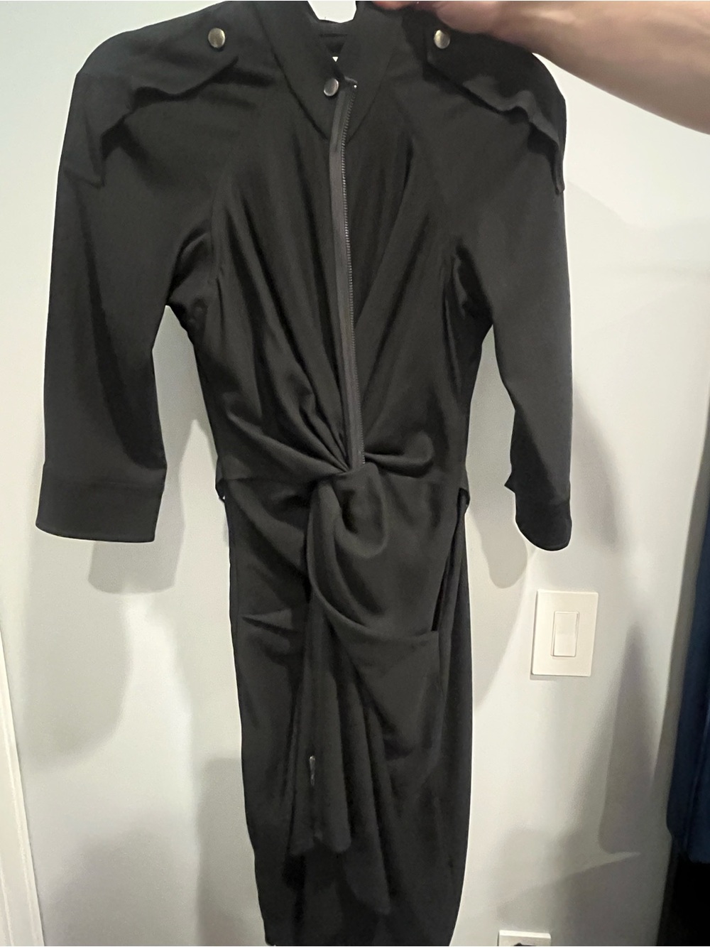 Byron Lars Black Twist-Front Midi Dress